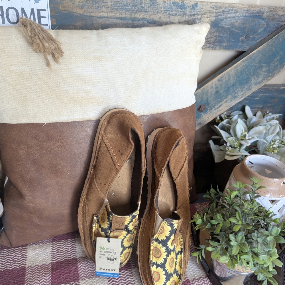 Ariat Brown and Sunflower Slip-On Shoes